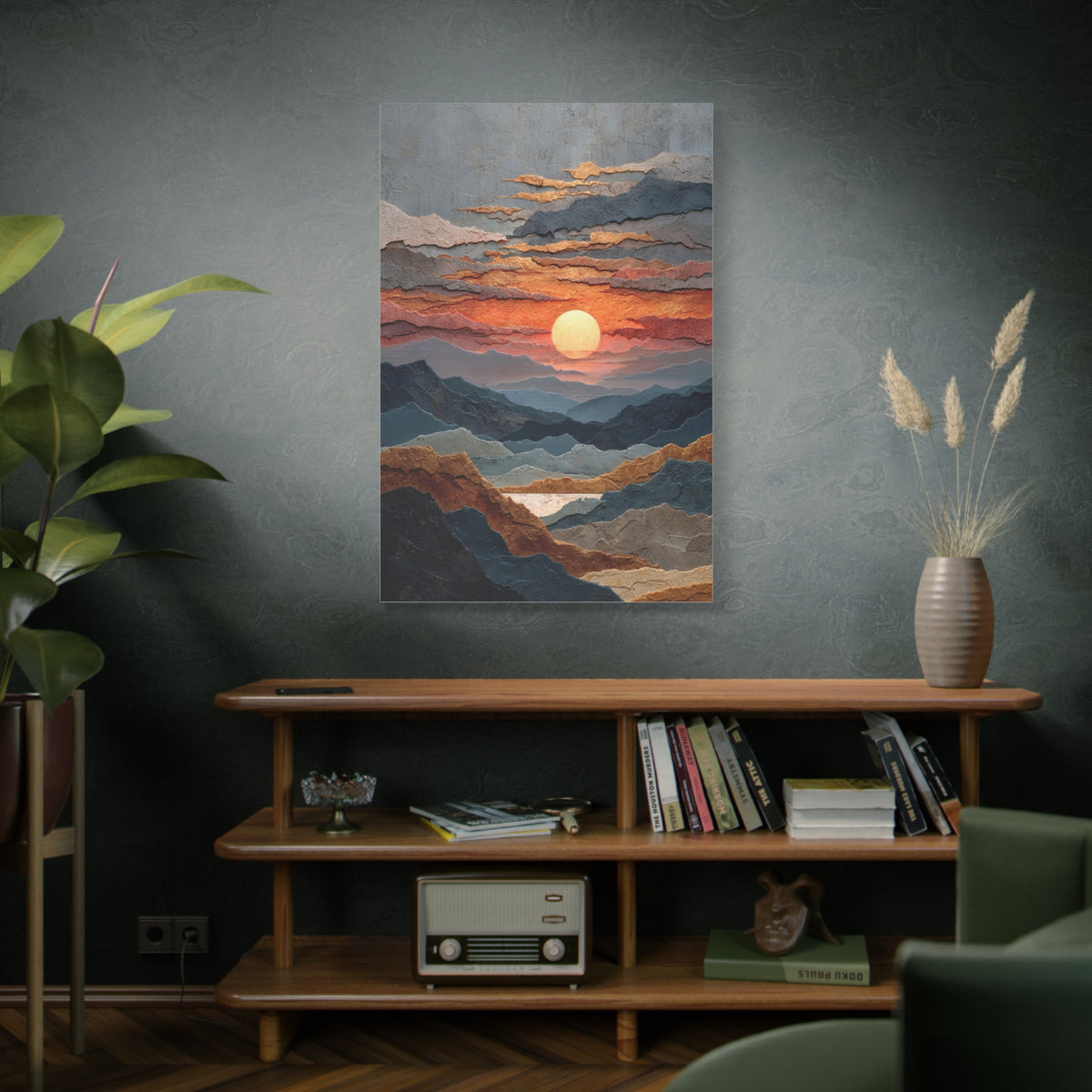 Layered Desert Sunset Abstract Landscape Wall Art & Canvas Print