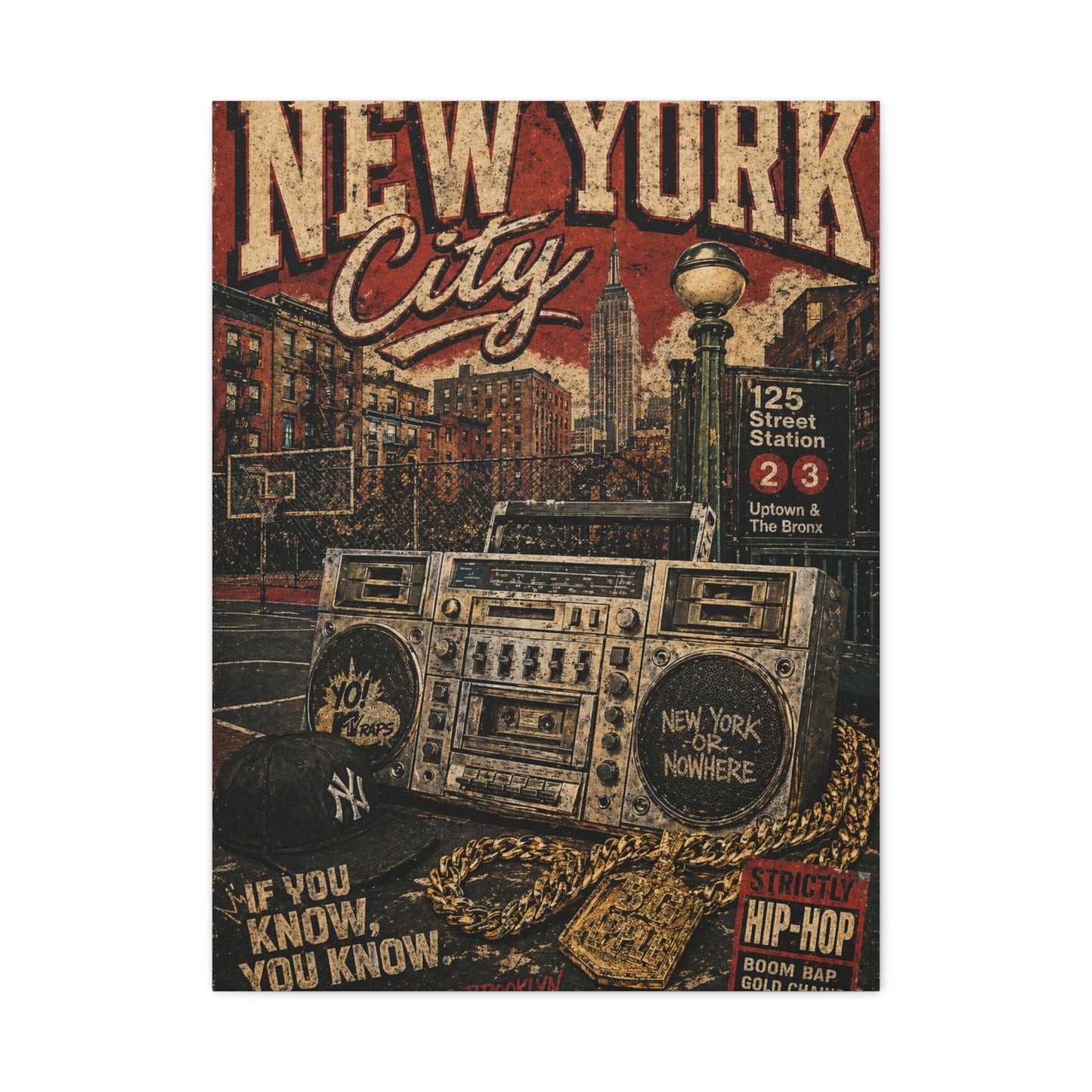 Vintage Hip Hop NYC Poster Scene Wall Art & Canvas Print
