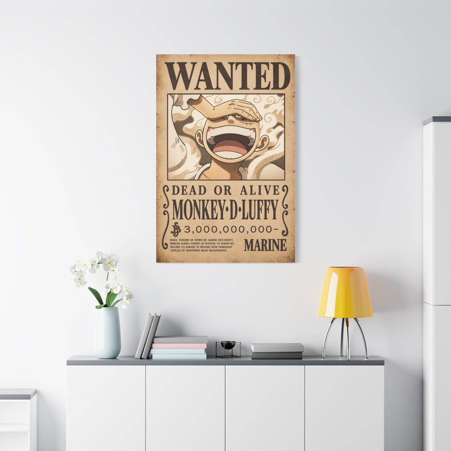 One Piece Monkey D. Luffy Gear 5 Wanted Poster Wall Art & Canvas Print
