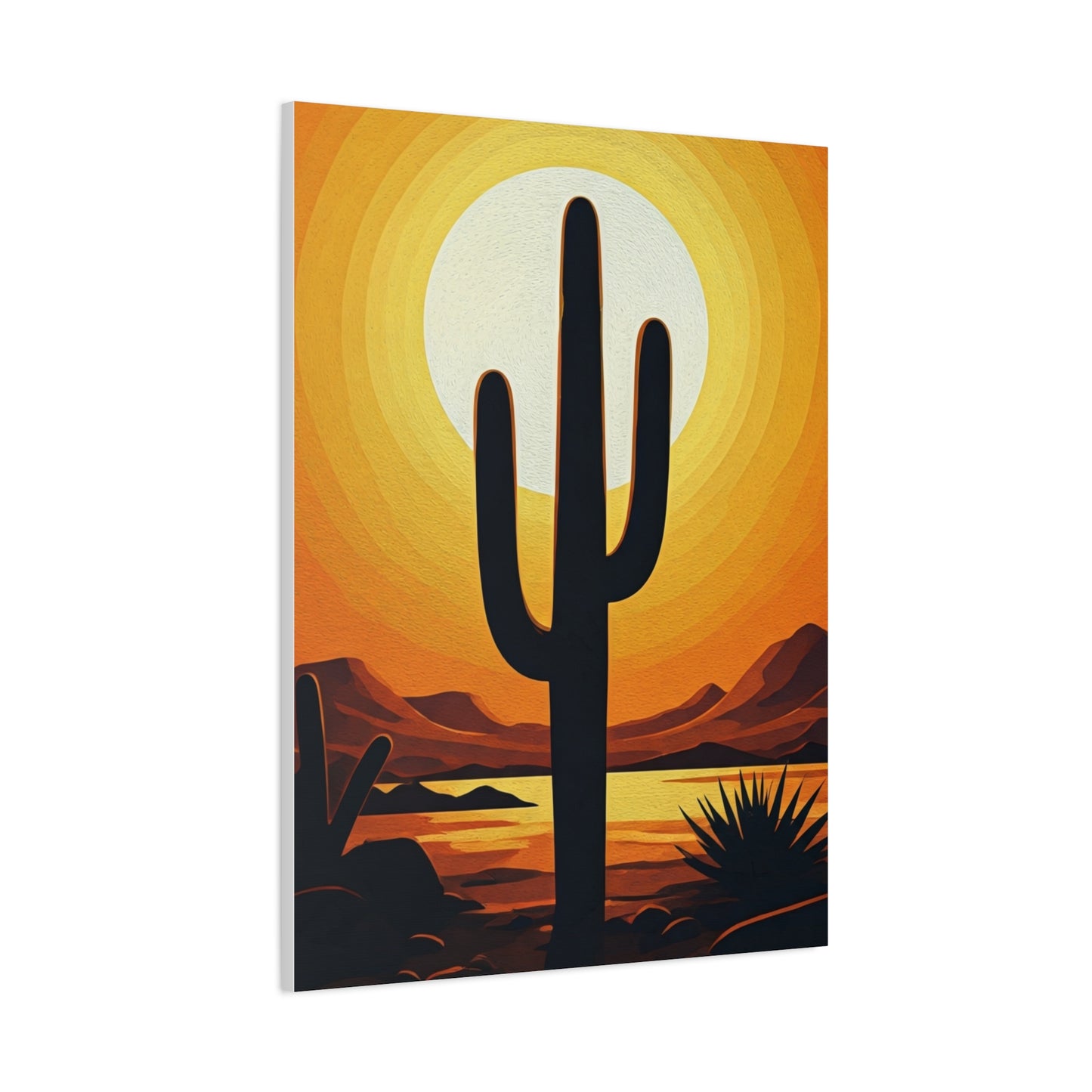 Retro Desert Sunset Cactus Silhouette Wall Art & Canvas Prints