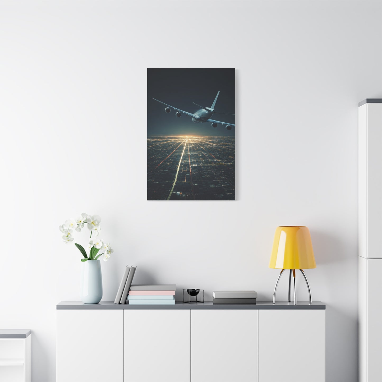 Night Runway Takeoff Journey Wall Art & Canvas Prints