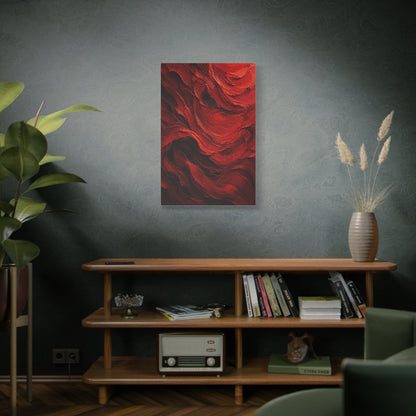 Crimson Wave Impasto Texture Wall Art & Canvas Print