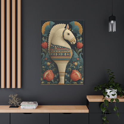 Swedish Dala Horse Folk Floral Wall Art & Canvas Print