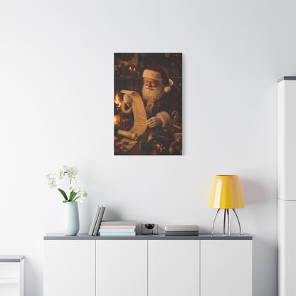 Santa Checking the Christmas List Wall Art & Canvas Print