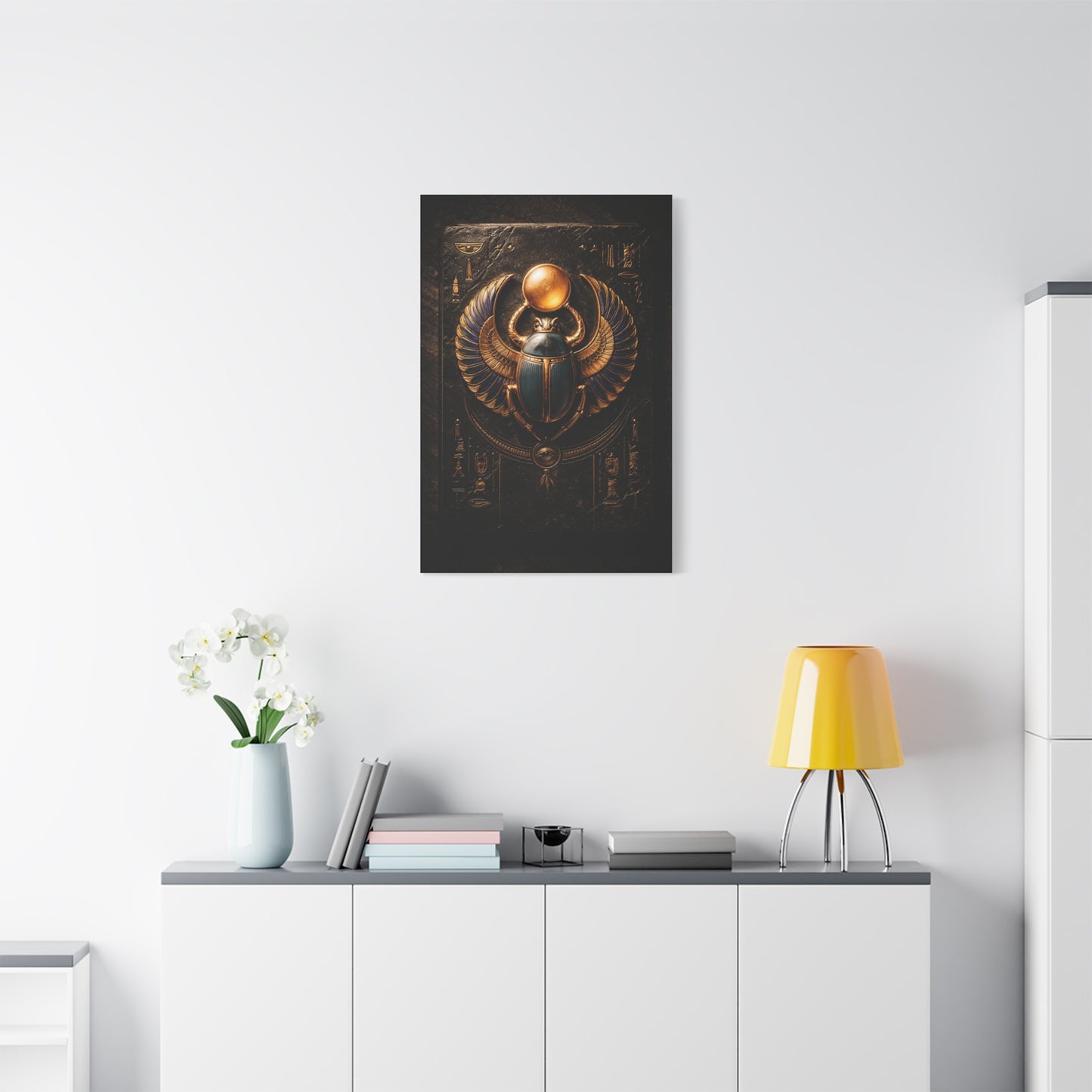 Egyptian Scarab Gold Relief Wall Art & Canvas Print