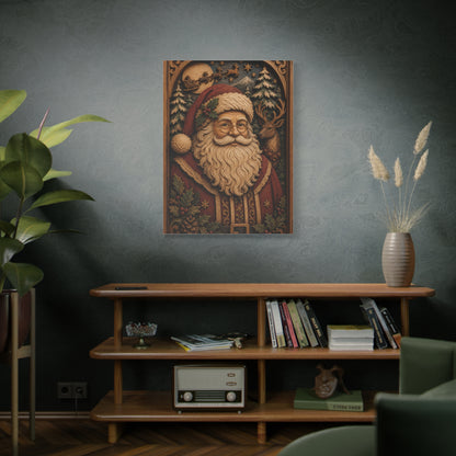 Layered Wooden Santa Relief Wall Art & Canvas Print