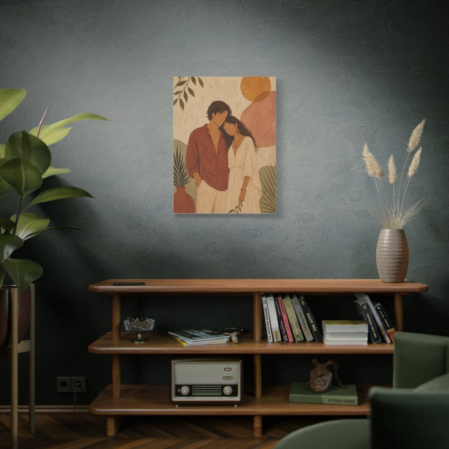 Bohemian Faceless Couple Portrait Wall Art & Canvas Print
