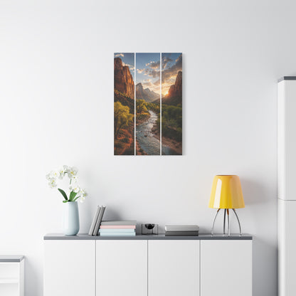 Zion Canyon Triptych Landscape Wall Art & Canvas Print