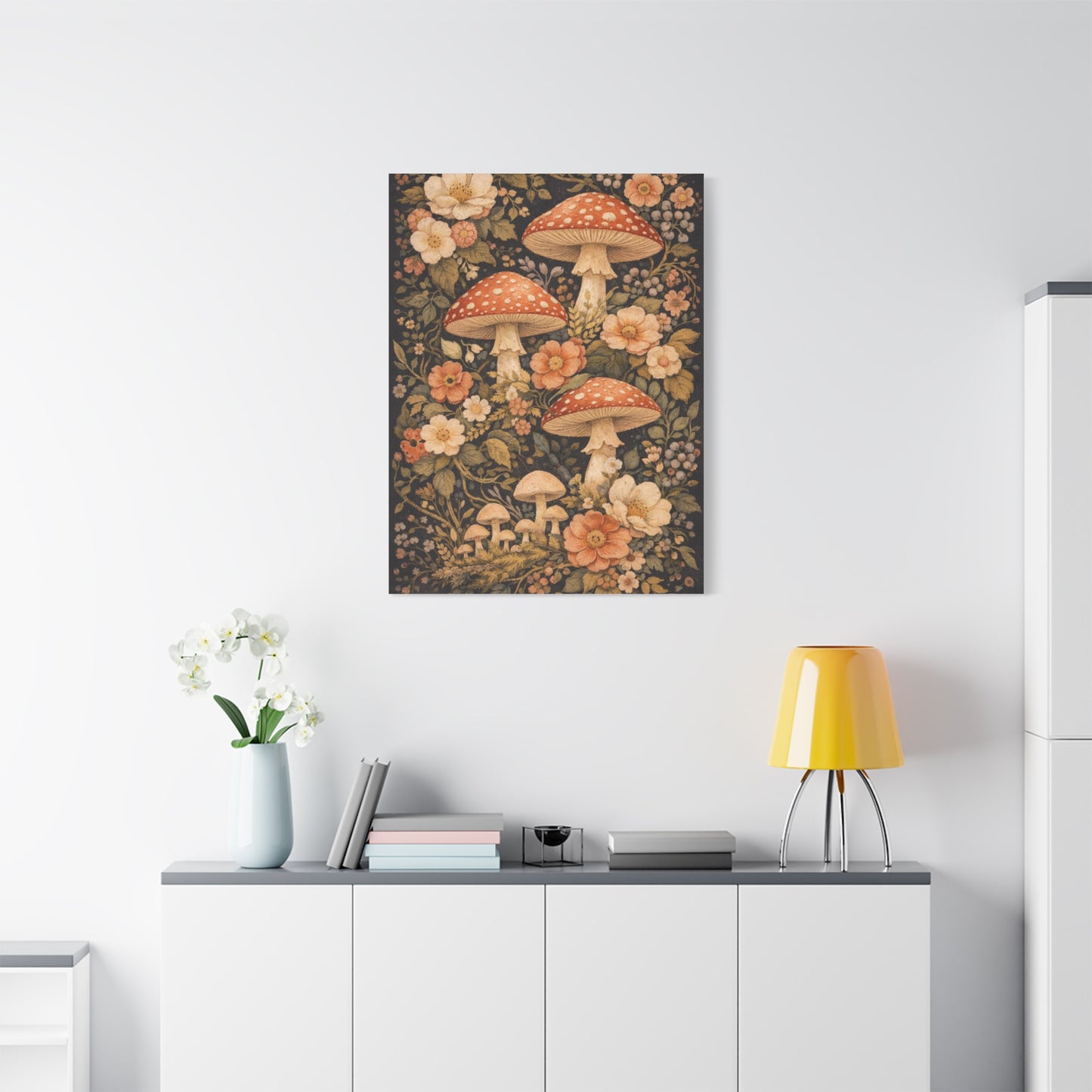 Floral Mushroom Collage Tapestry Aesthetic Wall Art & Canvas Print