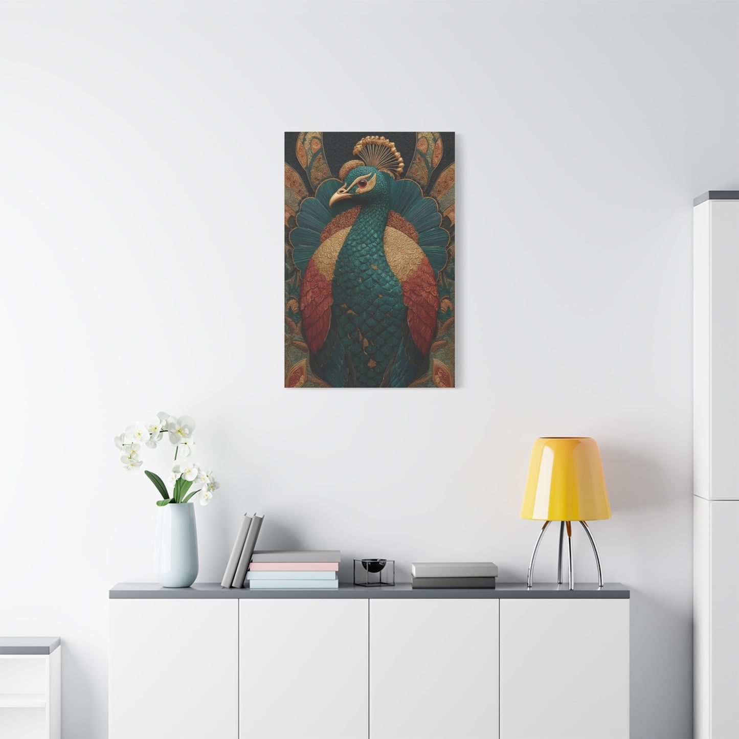 Regal Peacock Ornamental Wall Art & Canvas Print