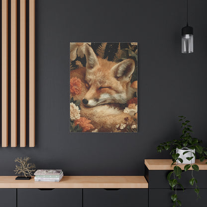 Sleeping Fox Floral Woodland Wall Art & Canvas Print