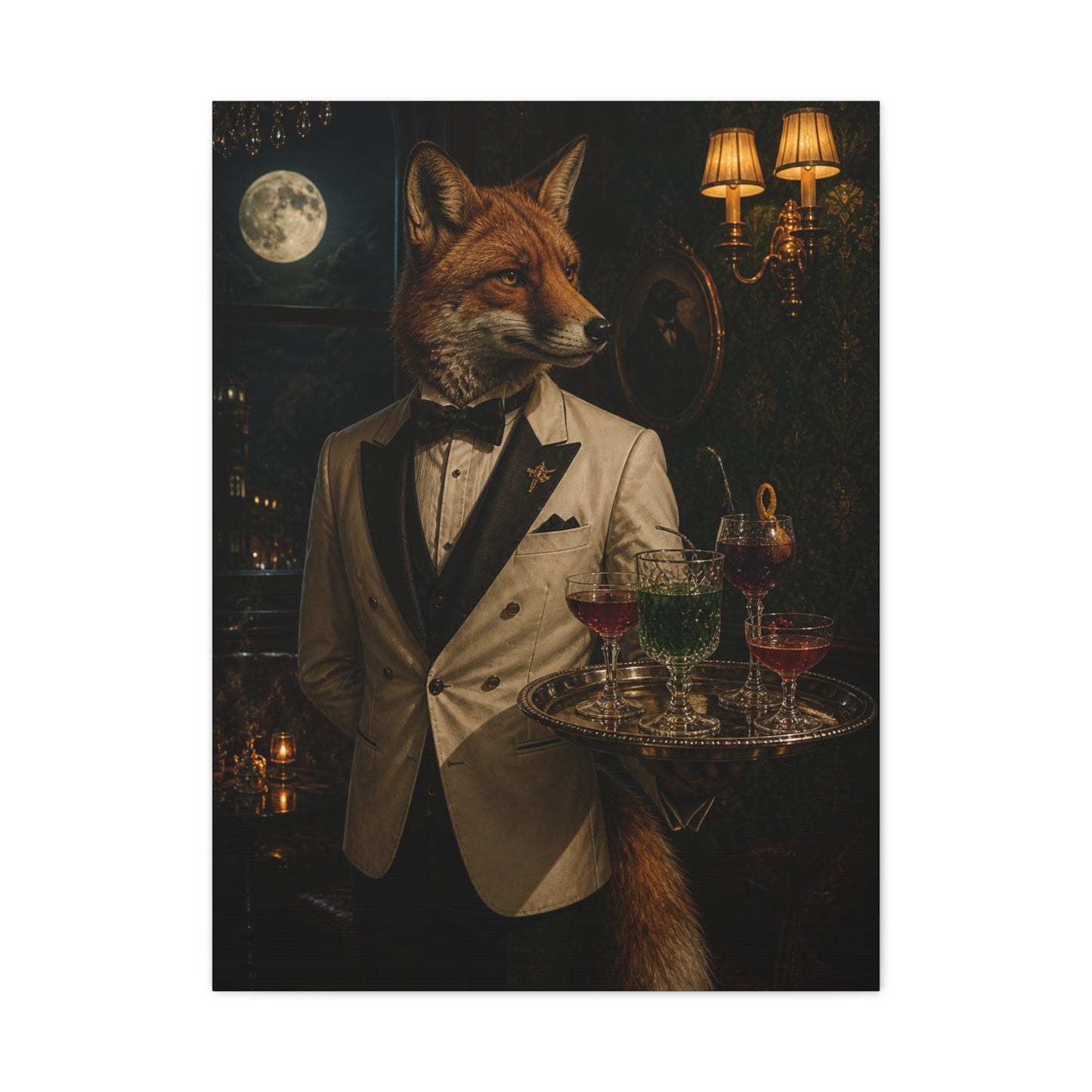 Fox Cocktail Waiter Speakeasy Wall Art & Canvas Print