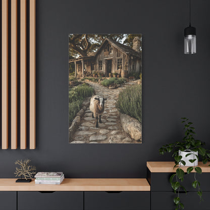 Farmhouse Garden Path with Goat Wall Art & Canvas Print