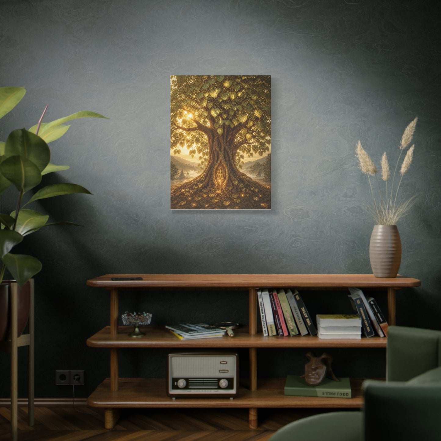 Golden Bodhi Tree Illumination Wall Art & Canvas Print