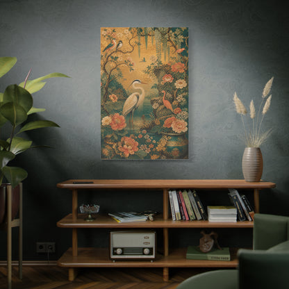 Golden Chinoiserie Garden Scene Wall Art & Canvas Print