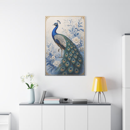 Refined Blue Porcelain Peacock Wall Art & Canvas Print