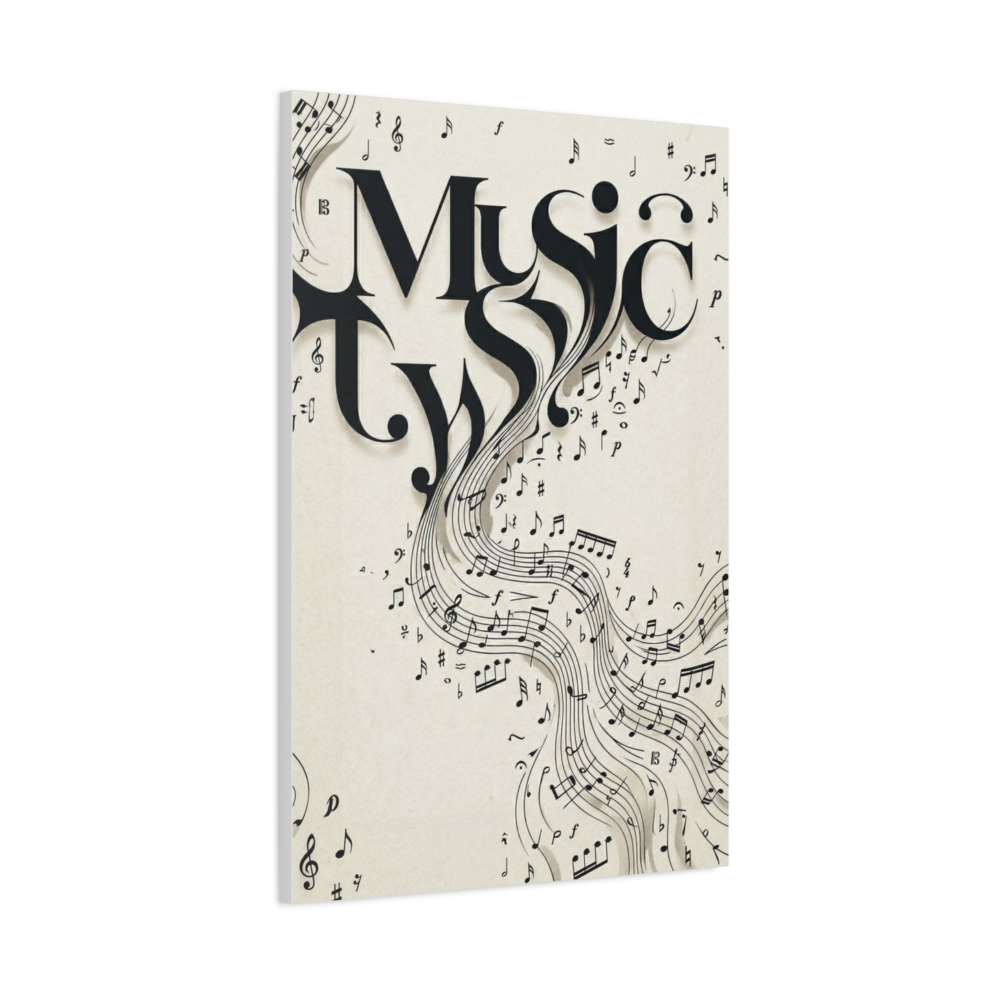 Flowing Typography Music Composition Wall Art & Canvas Print