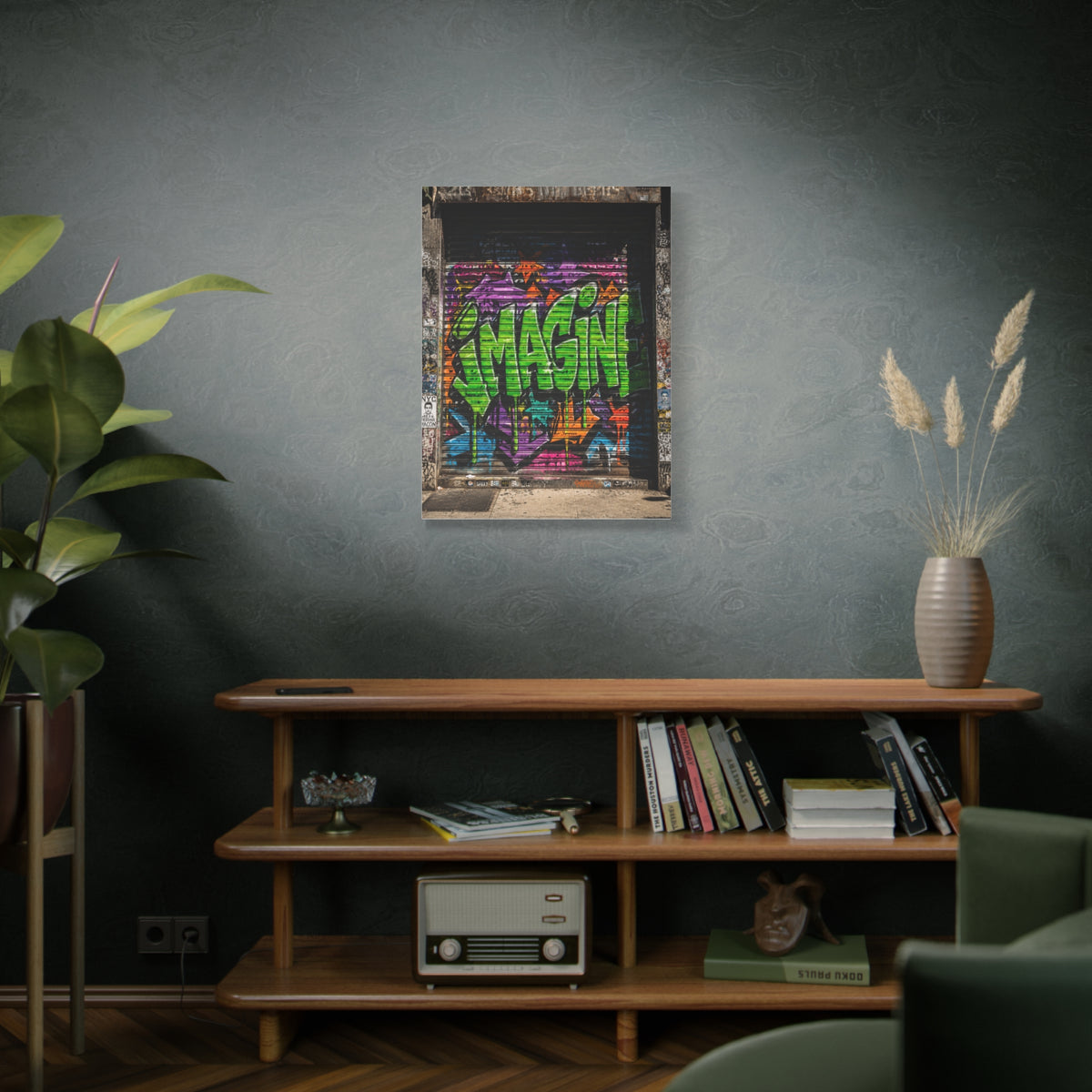 Imagine Graffiti Alley Door Street Wall Art & Canvas Print