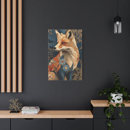 Patchwork Textile Fox Folk Art Wall Art & Canvas Print