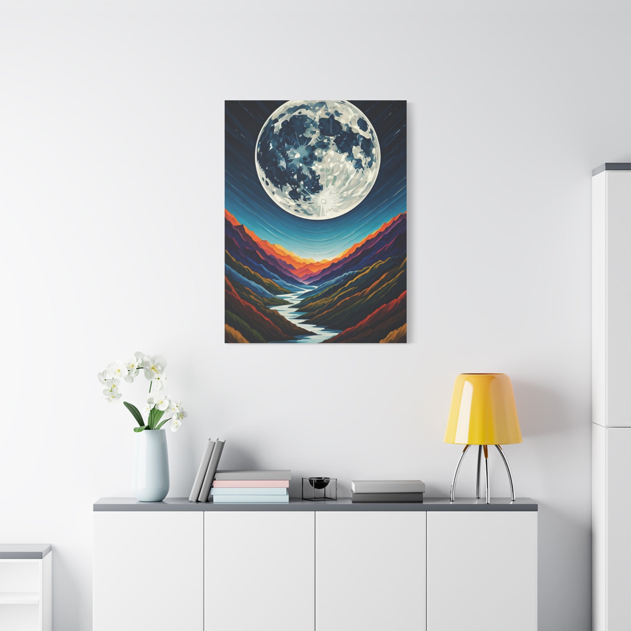Midnight Moonlit Peaks Wall Art & Canvas Print – Jodello
