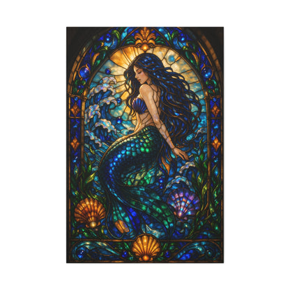 Stained Glass Ocean Siren Wall Art & Canvas Print