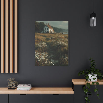White Farmhouse Wildflower Meadow Wall Art & Canvas Print