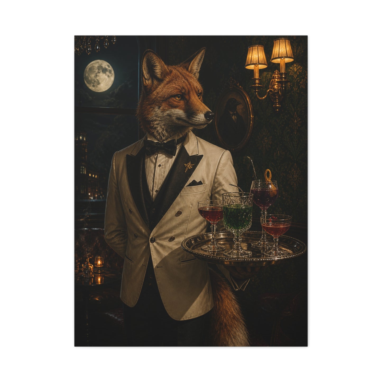 Fox Cocktail Waiter Speakeasy Wall Art & Canvas Print