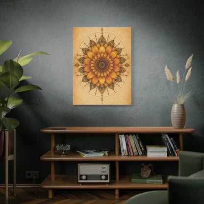 Sacred Sunflower Mandala Wall Art & Canvas Print