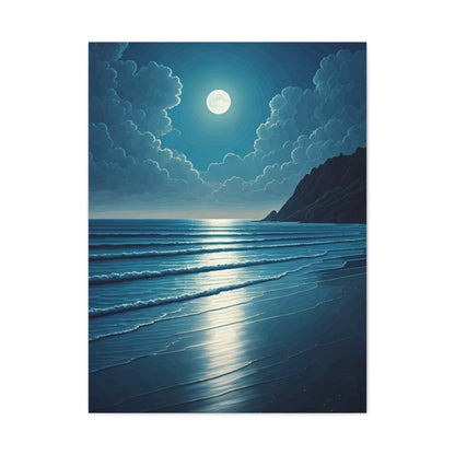 Moonlit Ocean Horizon Night Wall Art & Canvas Prints
