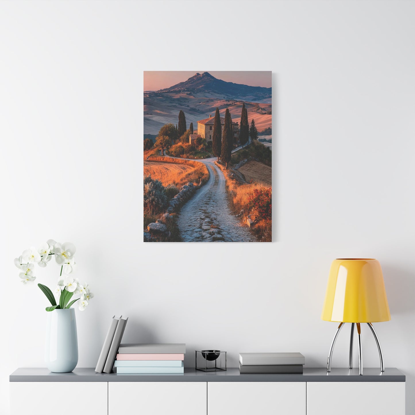 Tuscan Hilltop Villa Road Wall Art & Canvas Print
