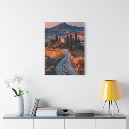 Tuscan Hilltop Villa Road Wall Art & Canvas Print