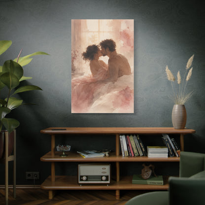 Soft Watercolor Intimate Kiss Scene Wall Art & Canvas Print