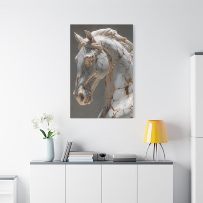 Marble Kintsugi Horse Sculpture Wall Art & Canvas Print