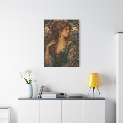 Art Nouveau Woman Ornamental Portrait Wall Art & Canvas Print