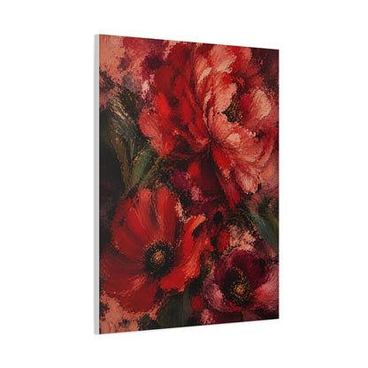 Red Impressionist Floral Composition Wall Art & Canvas Print