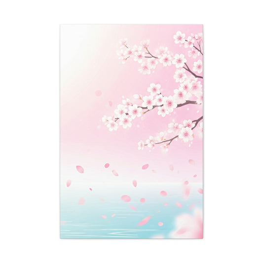 Minimal Sakura Petals Over Calm Water Wall Art & Canvas Prints