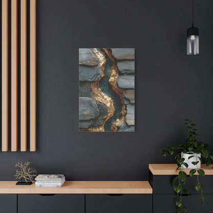 Black and Gold Abstract River Texture Wall Art & Canvas Print