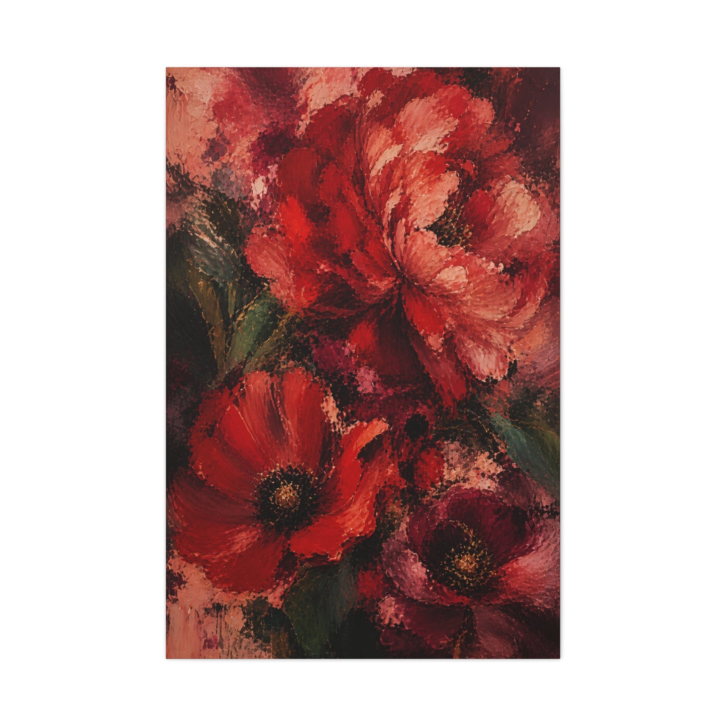 Red Impressionist Floral Composition Wall Art & Canvas Print