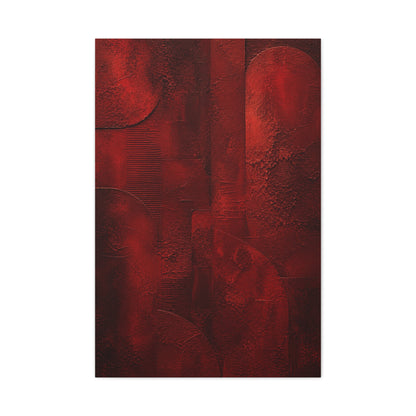 Sculptural Red Plaster Geometry Wall Art & Canvas Print