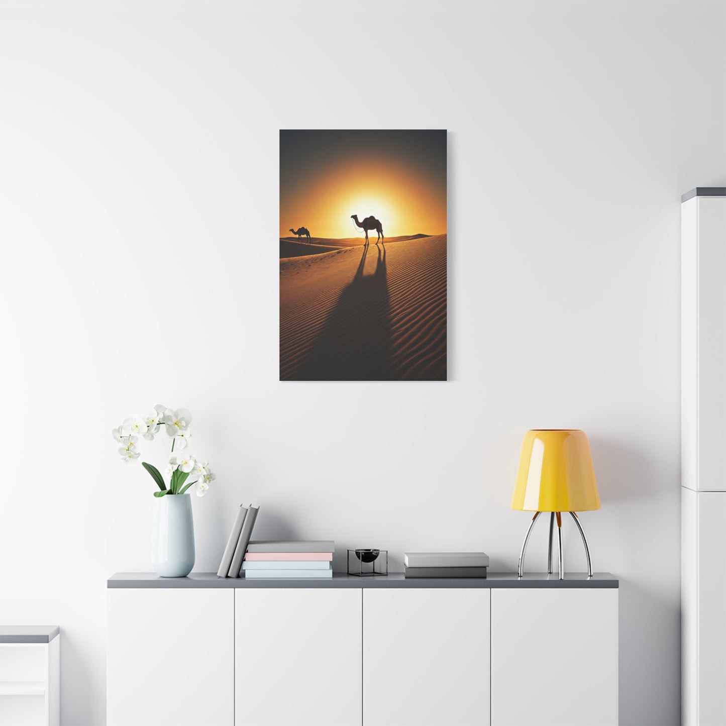 Lone Camel in Desert Sunset Wall Art & Canvas Prints