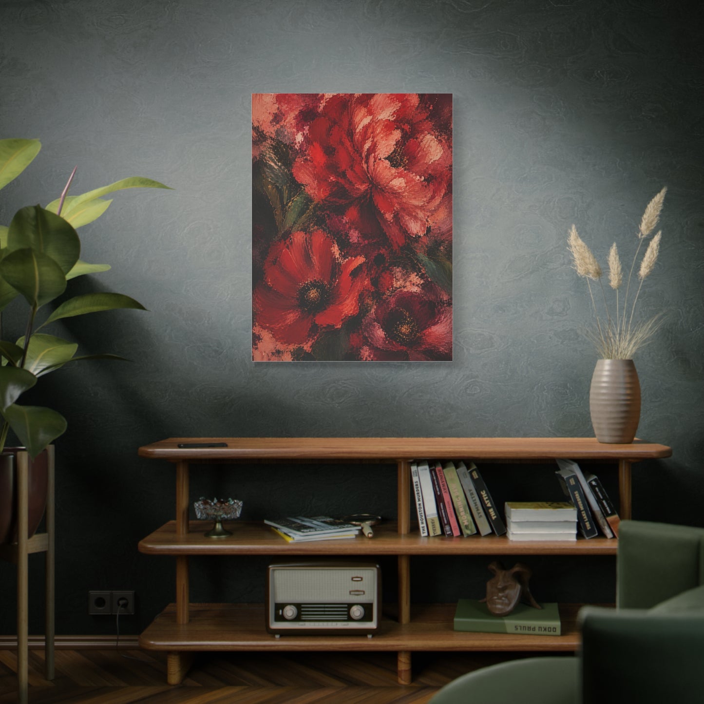 Red Impressionist Floral Composition Wall Art & Canvas Print