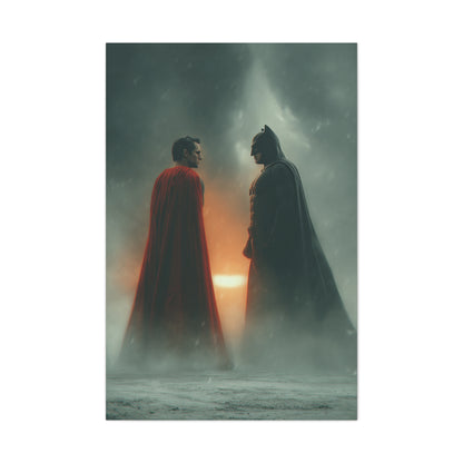 Batman vs Superman Foggy Standoff Poster Wall Art & Canvas Print