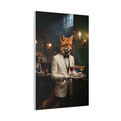 Fox Butler Cocktail Service Portrait Wall Art & Canvas Print