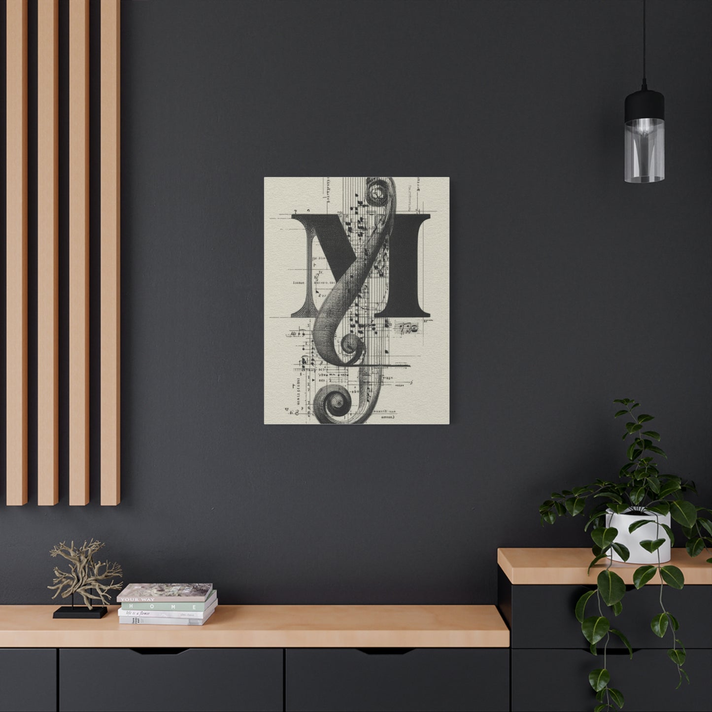 Musical Serif Monogram Illustration Wall Art & Canvas Print