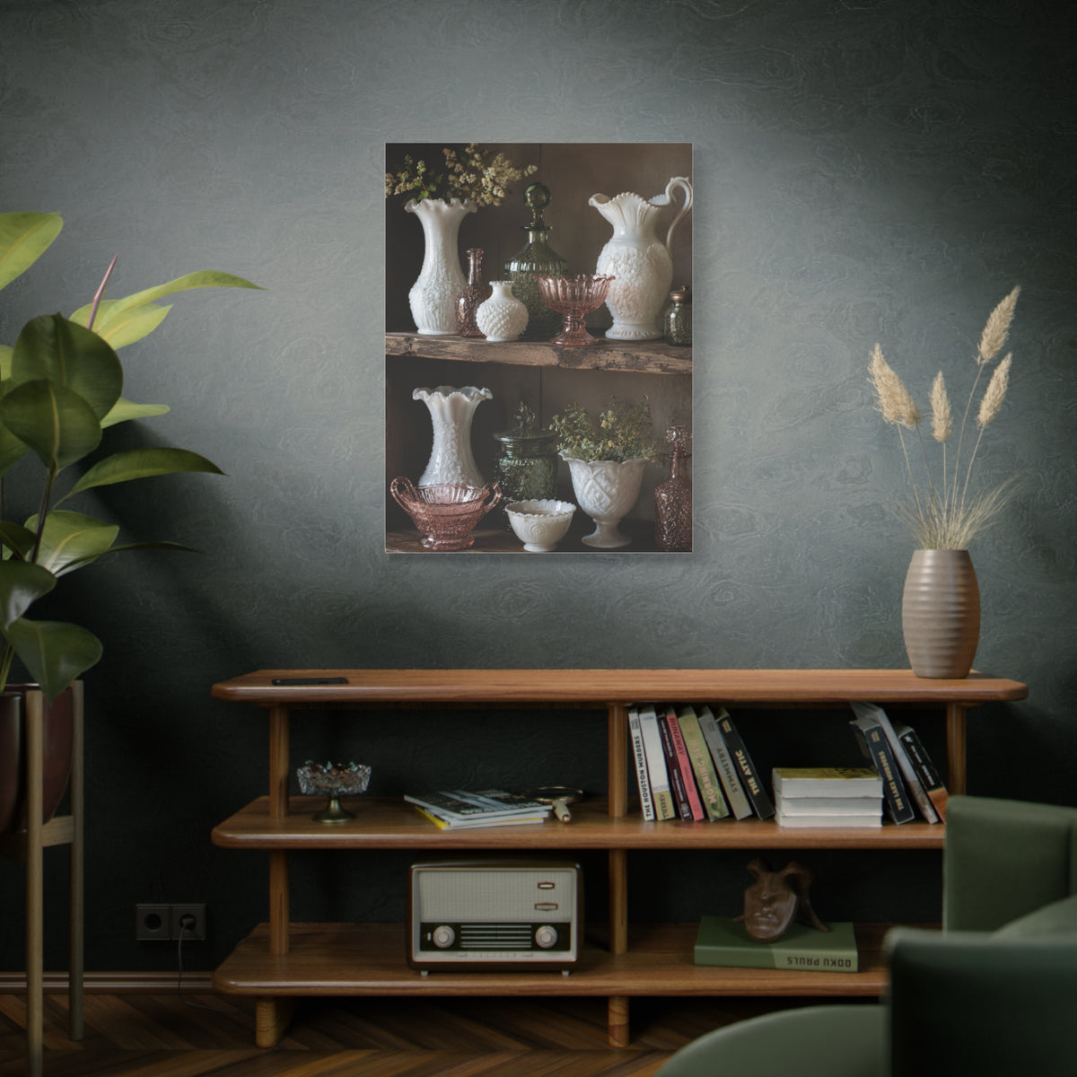 Antique Glassware Still Life Shelf Display Wall Art & Canvas Print