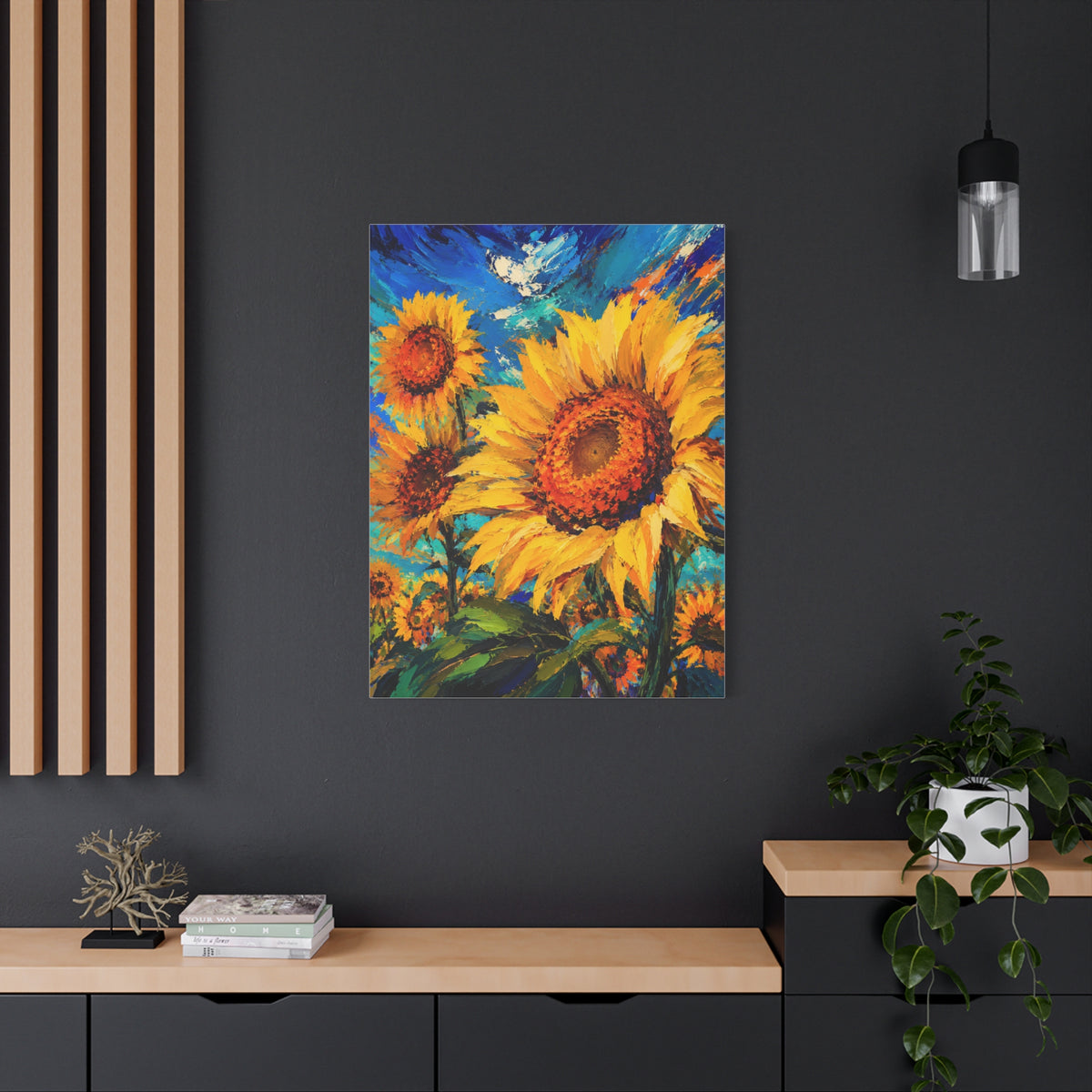 Contemporary Impressionist Sunflower Painting Wall Art & Canvas Print