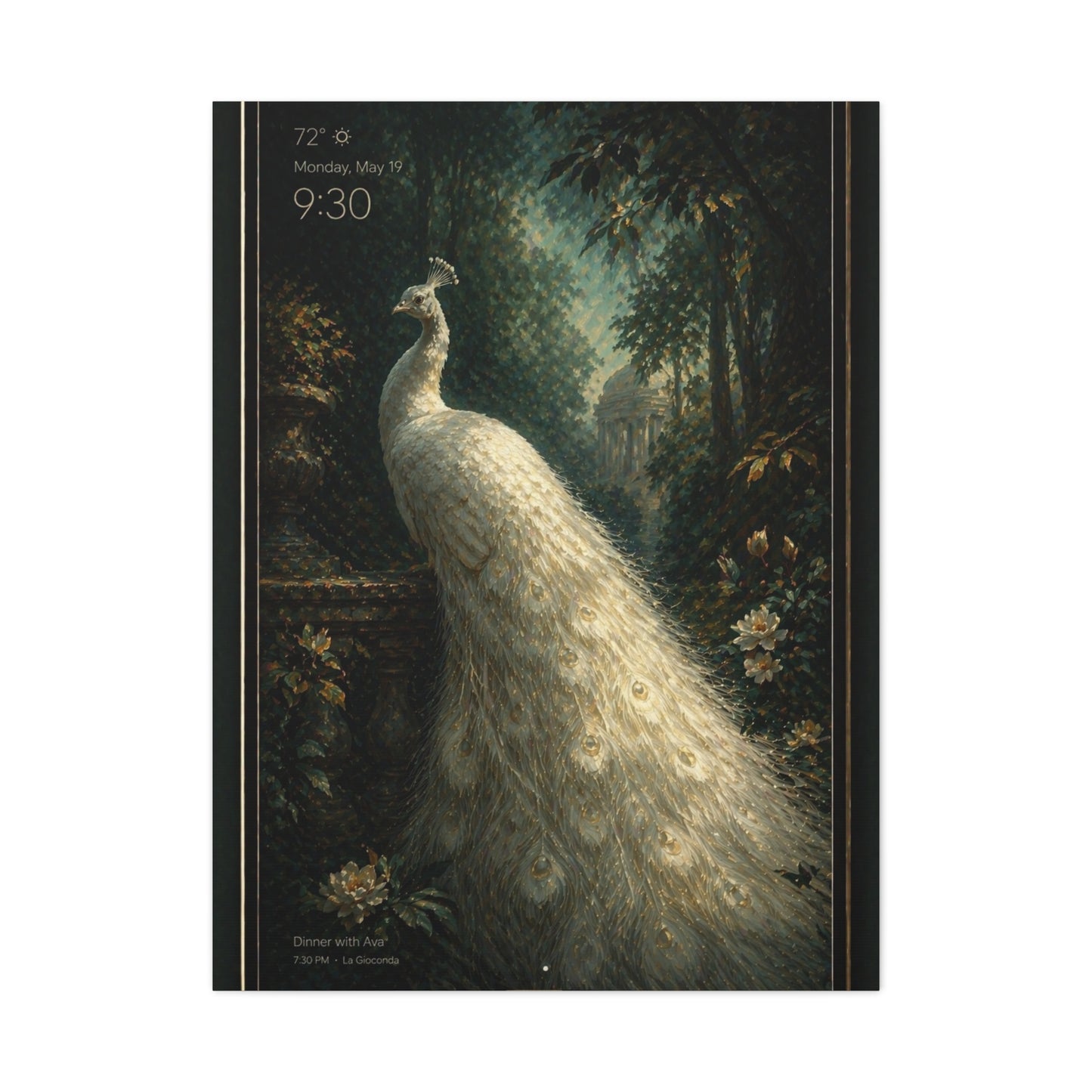 Digital White Peacock Forest Display Wall Art & Canvas Print