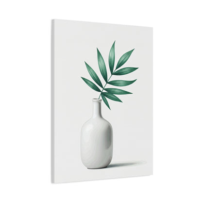 Minimal Vase with Green Leaves Wall Art & Canvas Prints