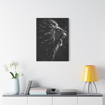 Roaring Lion Monochrome Power Wall Art & Canvas Print