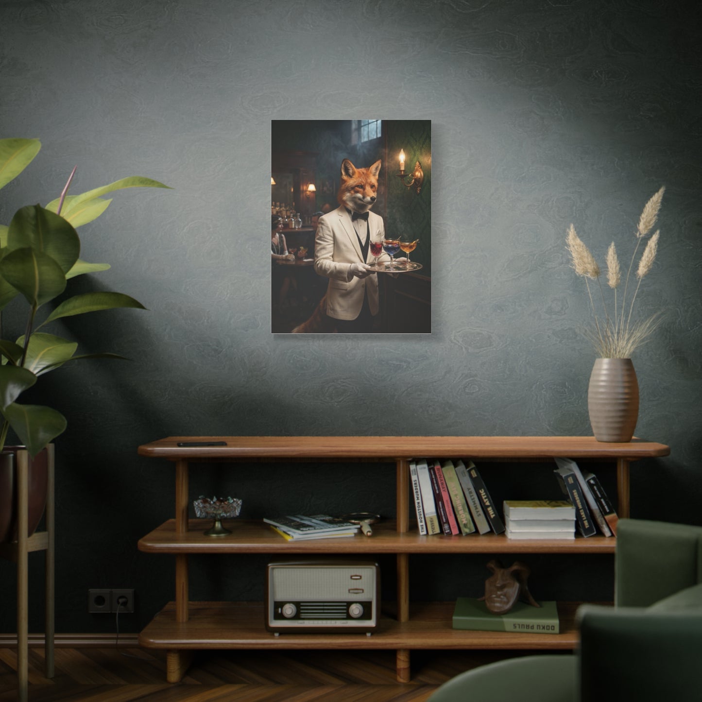 Fox Butler Cocktail Service Portrait Wall Art & Canvas Print